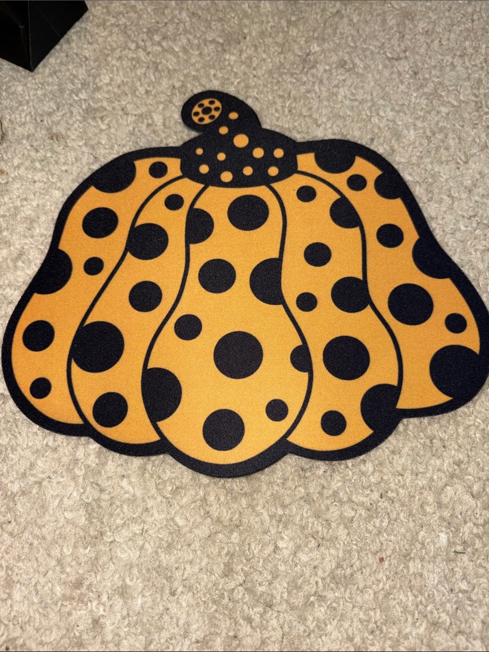 Festive Polka Dot Pumpkin Mouse Pad/Mat- Orange and Black